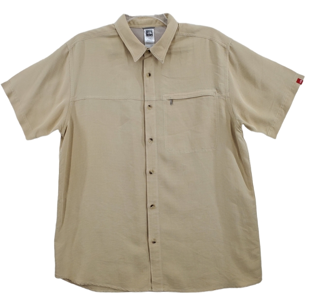COPY - VTG North Face Shirt Mens XL Beige Short Sleeves Button Up Zippered Pock…